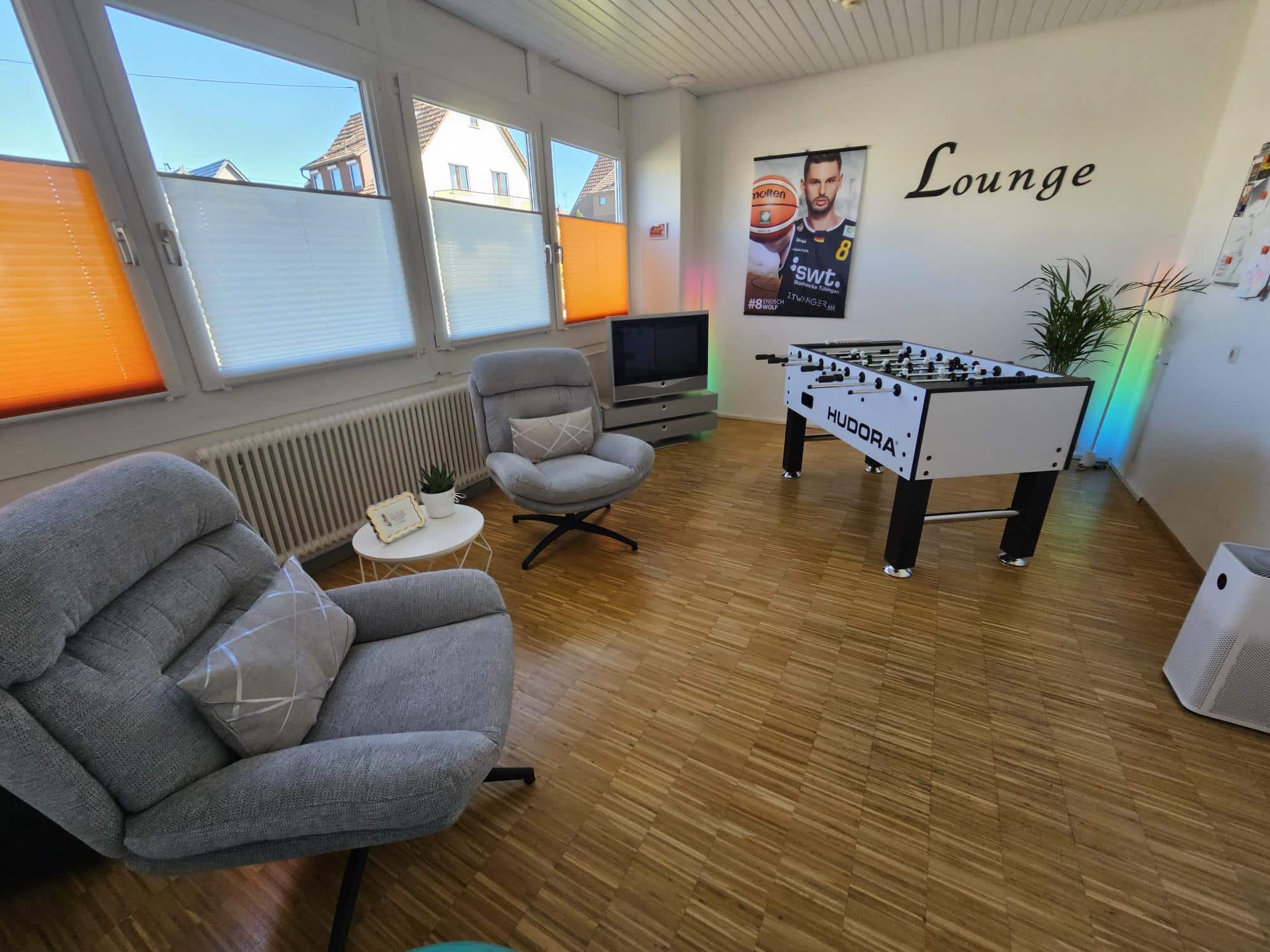 Relaxation and fun — our staff lounge